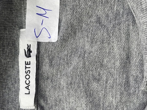 LACOSTE LONG SLEEVE POLO MINIMAL GREY MEN PRE OWNED