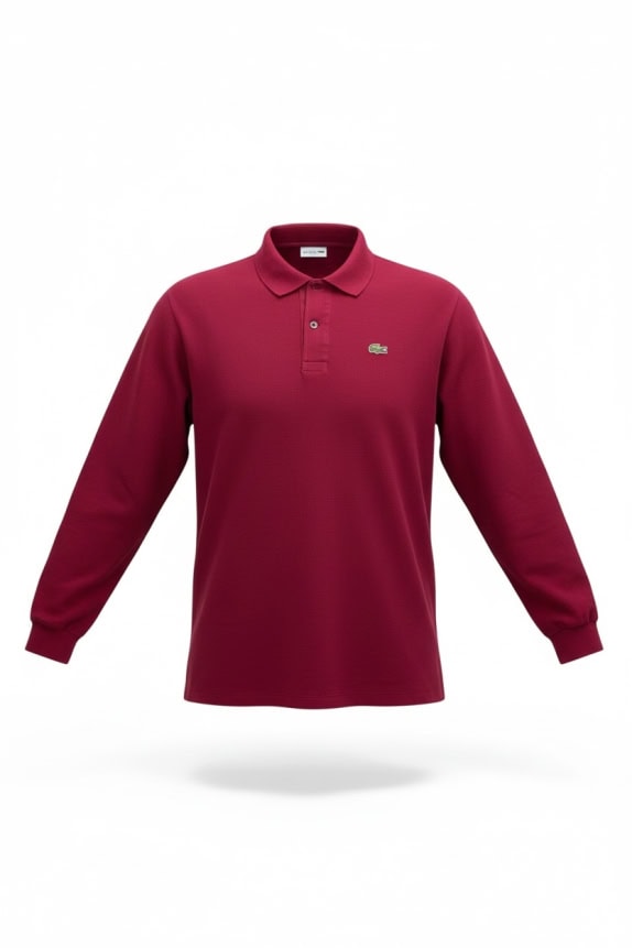 LACOSTE POLO A MANICHE LUNGHE CON LOGO BORDEAUX DA UOMO XL