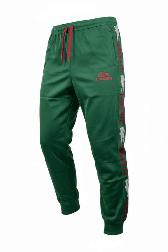 LACOSTE PANTALONE TUTA CON NASTRO LOGO VERDE DA UOMO XL