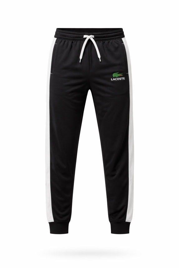 LACOSTE TRACK PANTS SPORTSWEAR BLACK MEN PRE OWNED XL