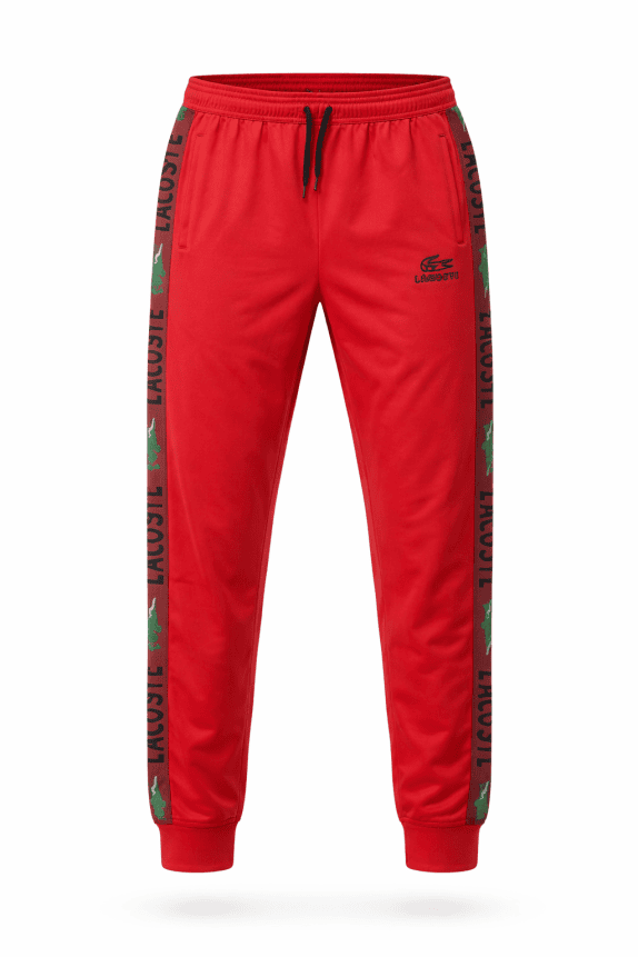 LACOSTE TRACK PANTS STREETWEAR RED MEN PRE OWNED XXL