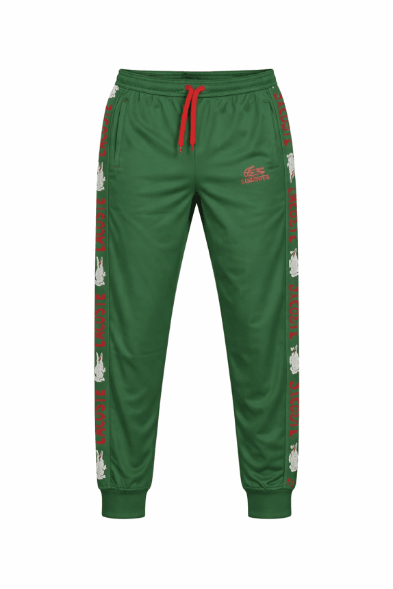 LACOSTE TRACK PANTS STREETWEAR GREEN MEN PRE OWNED L