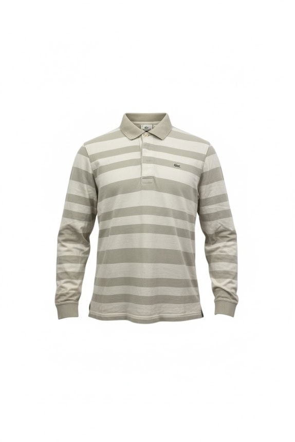 Lacoste Polo Μακρυμάνικο Ριγέ Beige Ανδρικό M