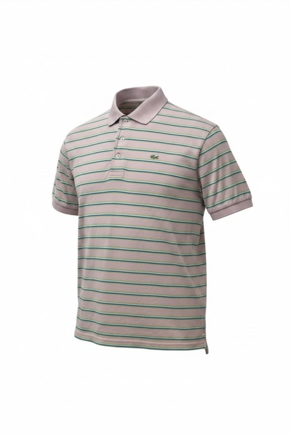 LACOSTE POLO CLASSICA A RIGHE ROSA UOMO PRE OWNED L