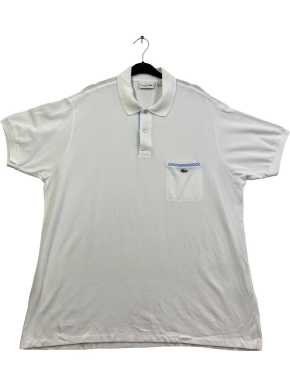 Lacoste Polo Μπλούζα Λευκή Classic Fit με Τσέπη Βαμβακερή Size XXL