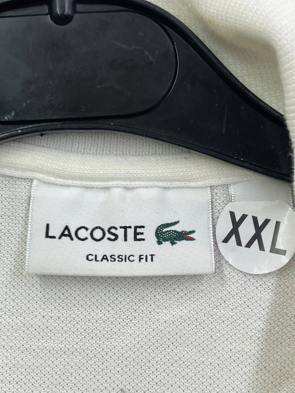 Lacoste Polo Μπλούζα Λευκή Classic Fit με Τσέπη Βαμβακερή Size XXL