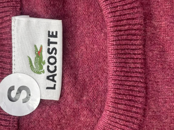 LACOSTE MAGLIONE GIROCOLLO MINIMAL BORDEAUX UNISEX PRE OWNED S