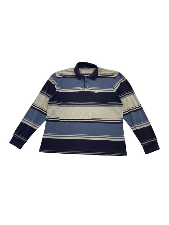 LACOSTE SPORT Polo vintage a righe blu/grigio da uomo XL