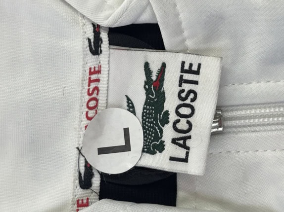 LACOSTE TRACK JACKET ATHLETIC BLACK WHITE MEN PRE OWNED L