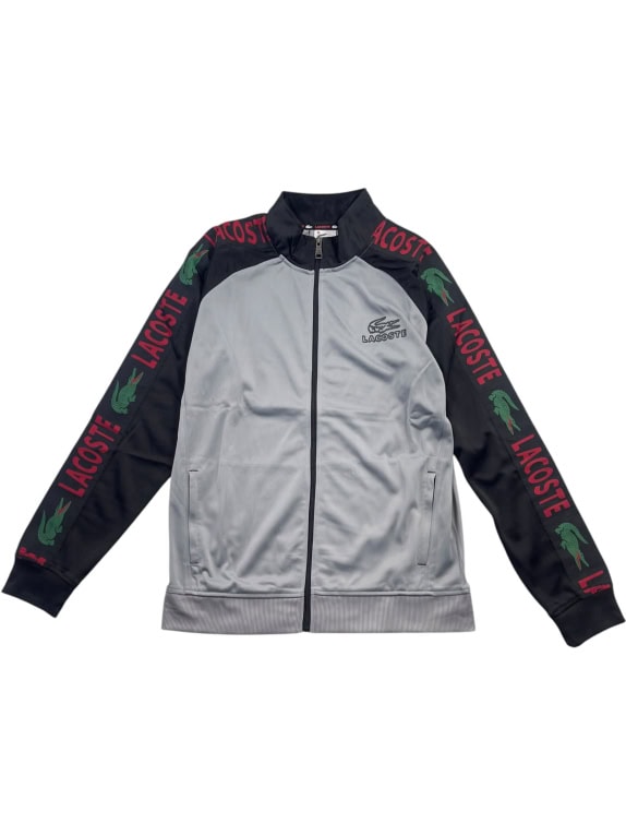 Lacoste Track Jacket Big Logo Μαύρο Γκρι Unisex L