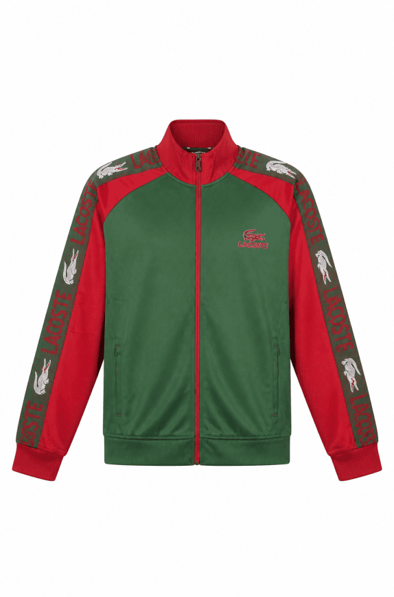LACOSTE TRACK JACKET LOGO ROSSO VERDE UOMO PRE OWNED L
