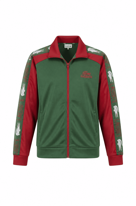 LACOSTE TRACK JACKET RETRO GREEN RED MENS PRE OWNED XL