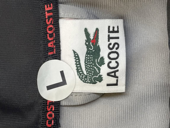 LACOSTE TRACK JACKET SPORTIVO GRIGIO NERO UOMO PRE OWNED L