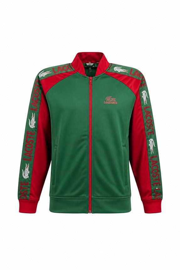 LACOSTE TRACK JACKET SPORTY VERDE ROSSO UOMO PRE OWNED XL