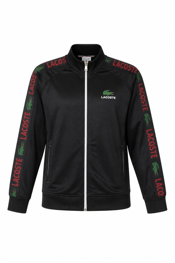 LACOSTE TRACK JACKET STREETWEAR BLACK MEN PRE OWNED XL