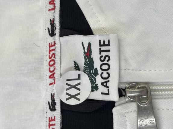 LACOSTE TRACK JACKET STREETWEAR BLACK AND WHITE MENS PRE OWNED XXL