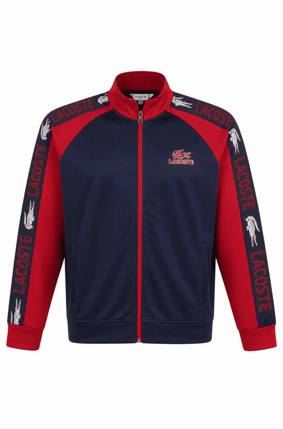 LACOSTE TRACK JACKET STREETWEAR BLU ROSSO UOMO PRE OWNED L