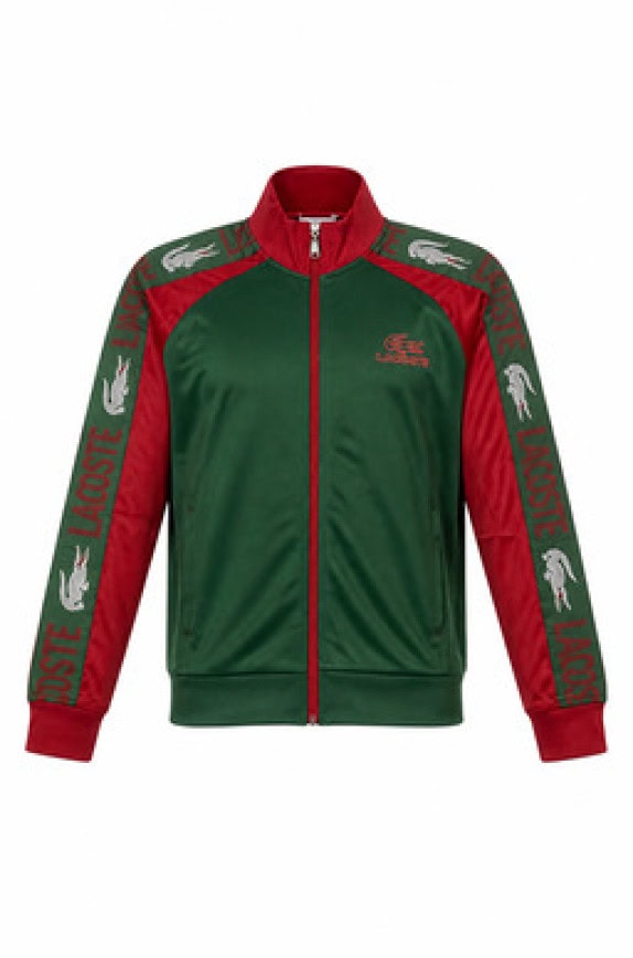 LACOSTE TRACK JACKET VINTAGE ROSSO VERDE UOMO PRE OWNED M