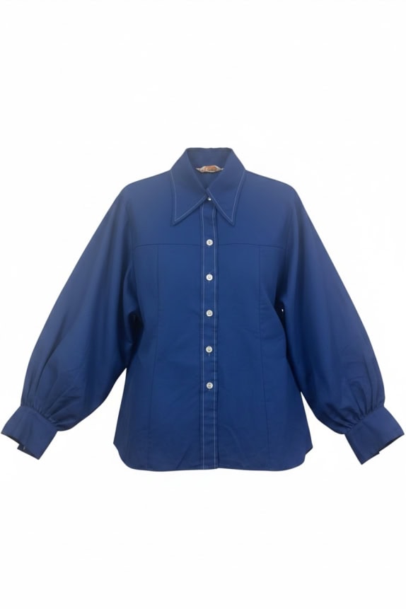 LADY WRANGLER Camicia anni \'70 blu DONNA M