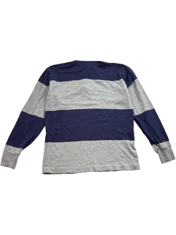 LANDS' END Rugby Shirt Ριγέ Retro Μπλε / Γκρι Unisex L
