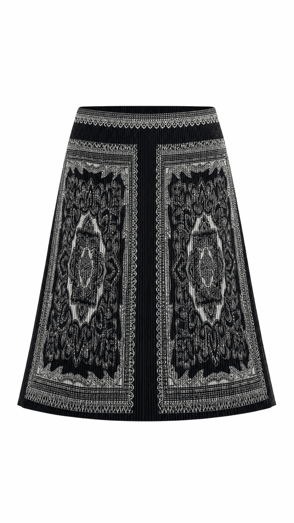 LUISA SRANGOLI PLEATED SKIRT PRINT BLACK WOMEN PRE OWNED XL