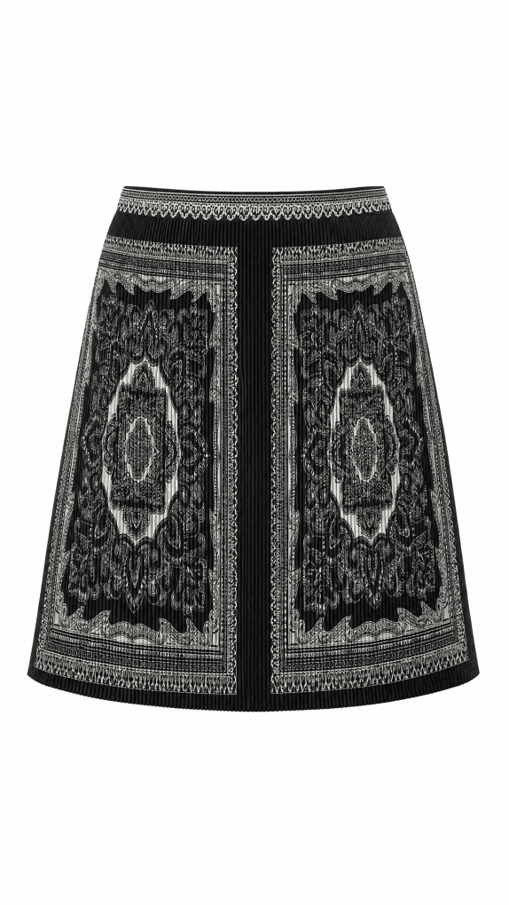 LUISA SRANGOLI PLEATED SKIRT PRINT BLACK WOMEN PRE OWNED XL