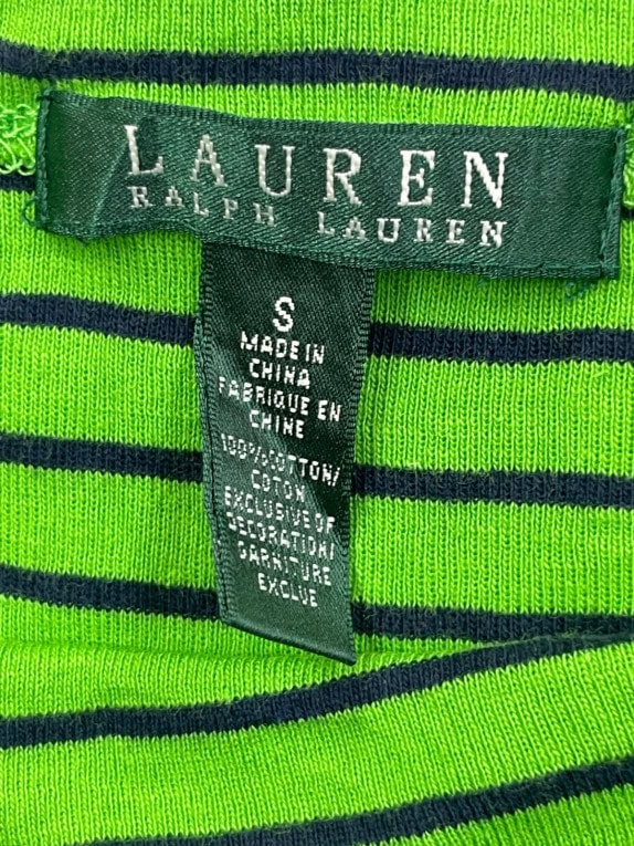 LAUREN RALPH LAUREN ΚΟΝΤΟΜΑΝΙΚΗ ΜΠΛΟΥΖΑ ΡΙΓΕ ΠΡΑΣΙΝΗ NAVY ΓΥΝΑΙΚΕΙΟ PRE OWNED S