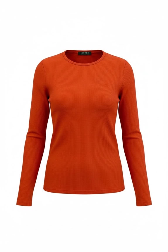 Lauren Ralph Lauren T-shirt a maniche lunghe arancione Classic Fit da donna S
