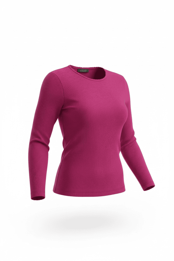 Lauren Ralph Lauren Long Sleeve Top Ribbed Casual Logo Fuchsia Women’s M