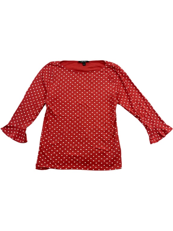 LAUREN Ralph Lauren Red Polka Dot Blouse 3/4 Sleeve Cotton Women’s M