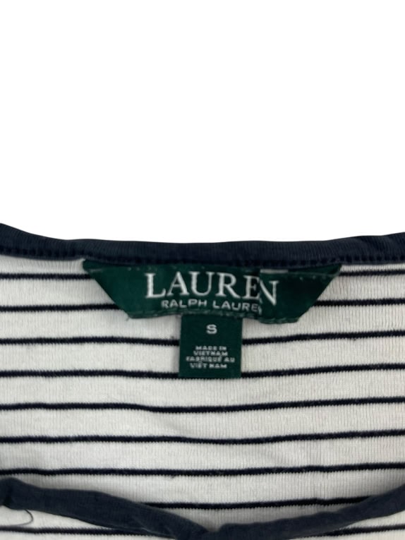 LAUREN RALPH LAUREN ΜΠΛΟΥΖΑ ΡΙΓΕ NAUTICAL STYLE ΜΕ ΚΕΝΤΗΤΟ ΛΟΓΟΤΥΠΟ ΛΕΥΚΟ/ΜΠΛΕ ΓΥΝΑΙΚΕΙΑ SMALL