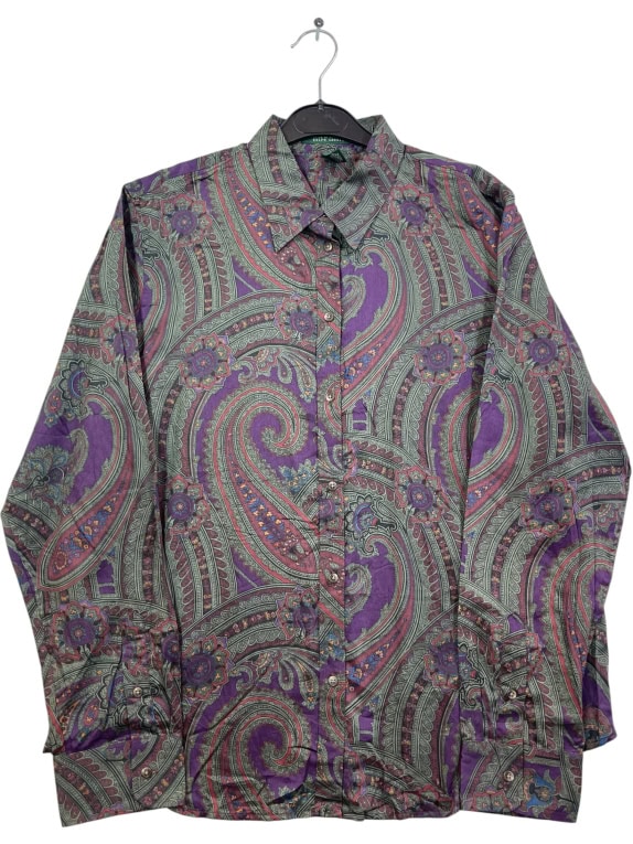 LAUREN RALPH LAUREN CAMICIA CON MOTIVO PAISLEY VIOLA UNISEX L