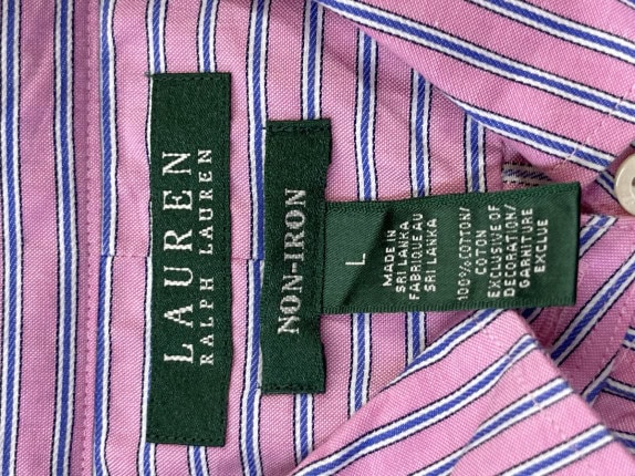 LAUREN RALPH LAUREN STRIPED SHIRT CLASSIC LILAC WOMEN PRE OWNED L