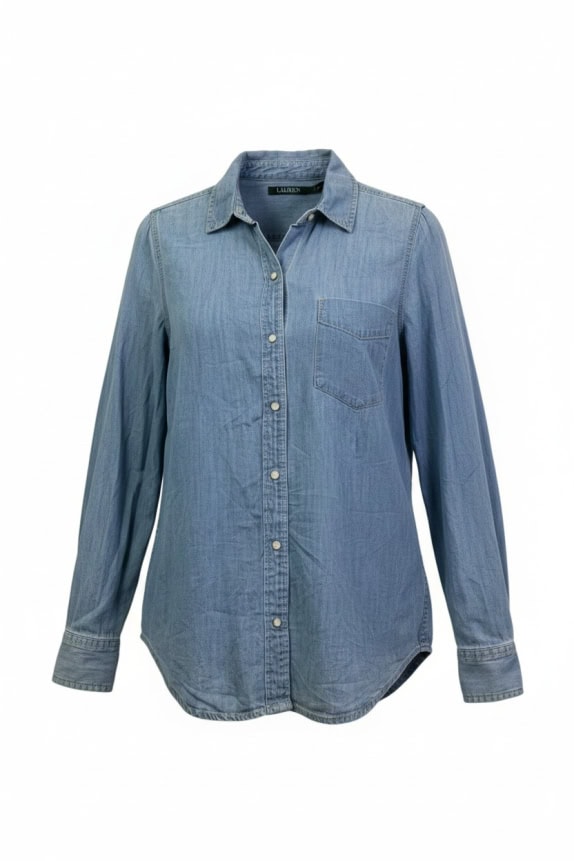 LAUREN RALPH LAUREN ΠΟΥΚΑΜΙΣΟ ΤΖΙΝ VINTAGE ΜΠΛΕ ΓΥΝΑΙΚΕΙΟ L pre-owned