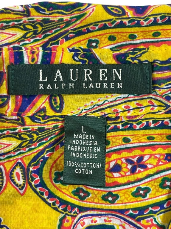 LAUREN RALPH LAUREN CAMICIA VINTAGE GIALLA DONNA PRE OWNED L
