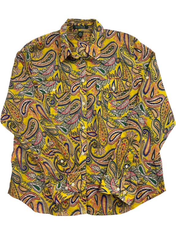 LAUREN RALPH LAUREN CAMICIA VINTAGE GIALLA DONNA PRE OWNED L