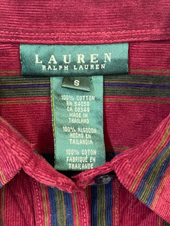 LAUREN CAMICIA VINTAGE A RIGHE BORDEAUX DONNA PRE OWNED S