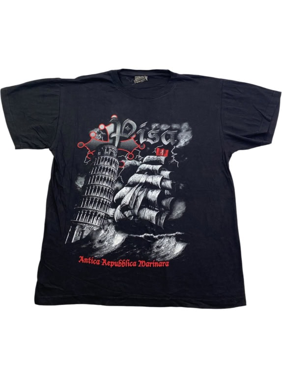 Lauri Italian Style T-Shirt Pisa Graphic Black Unisex L