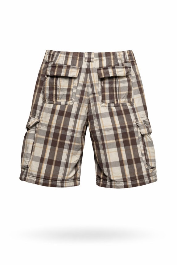 LEE CARGO SHORTS PLAID BROWN UNISEX PRE OWNED M