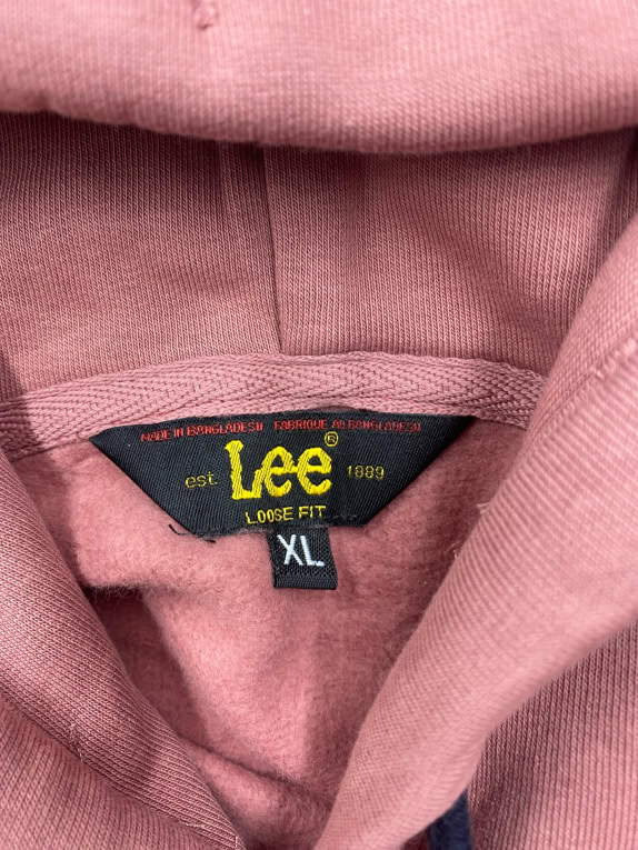 LEE Φούτερ με Κουκούλα Loose Fit Logo Ροζ Unisex XL