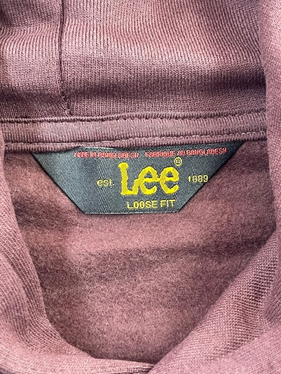 Lee Hoodie Λευκό Logo Μπορντό Unisex L