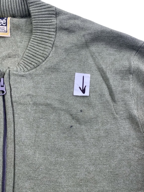 Lee Πλεκτή Ζακέτα Zip-Up Casual Χακί Ανδρική XL