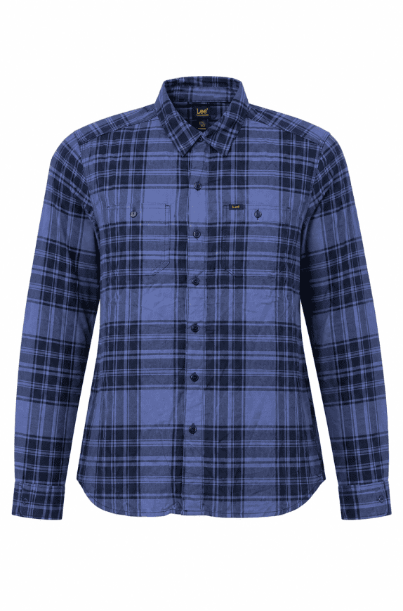 LEE ΠΟΥΚΑΜΙΣΟ FLANNEL ΠΛΑΪΔΕ ΜΠΛΕ ΑΝΤΡΙΚΟ PRE OWNED L