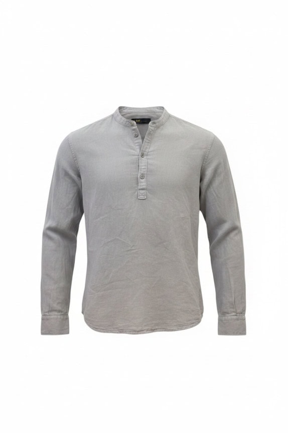 LEE HENLEY SHIRT MINIMAL STONE GREY MENS PRE OWNED S