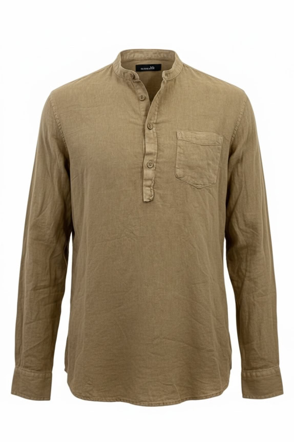LEE CAMICIA MAO IN LINO MARRONE DA UOMO M