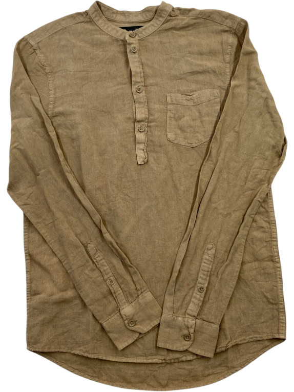 LEE CAMICIA MAO IN LINO MARRONE DA UOMO M