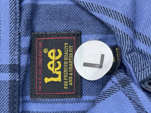 LEE PLAID SHIRT CHECK BLUE MEN PRE OWNED L
