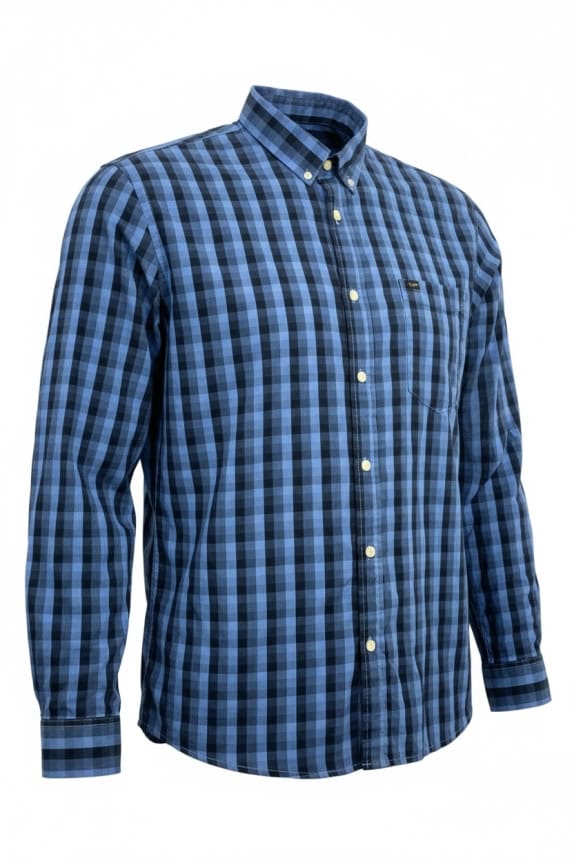 LEE ΠΟΥΚΑΜΙΣΟ SLIM FIT ΜΕ ΚΑΡΟ ΜΟΤΙΒΟ ΜΠΛΕ/ΜΑΥΡΟ ΑΝΔΡΙΚΟ XXL