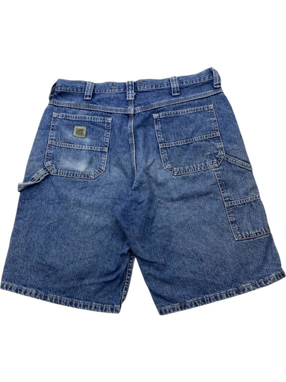 LEE CARGO DENIM SHORTS STREETWEAR WASHED BLUE MEN PRE OWNED L