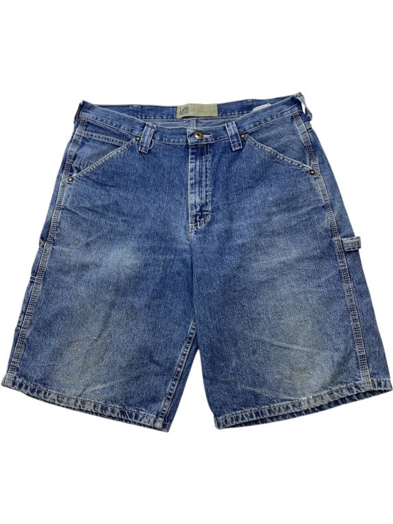 LEE CARGO DENIM SHORTS STREETWEAR WASHED BLUE MEN PRE OWNED L